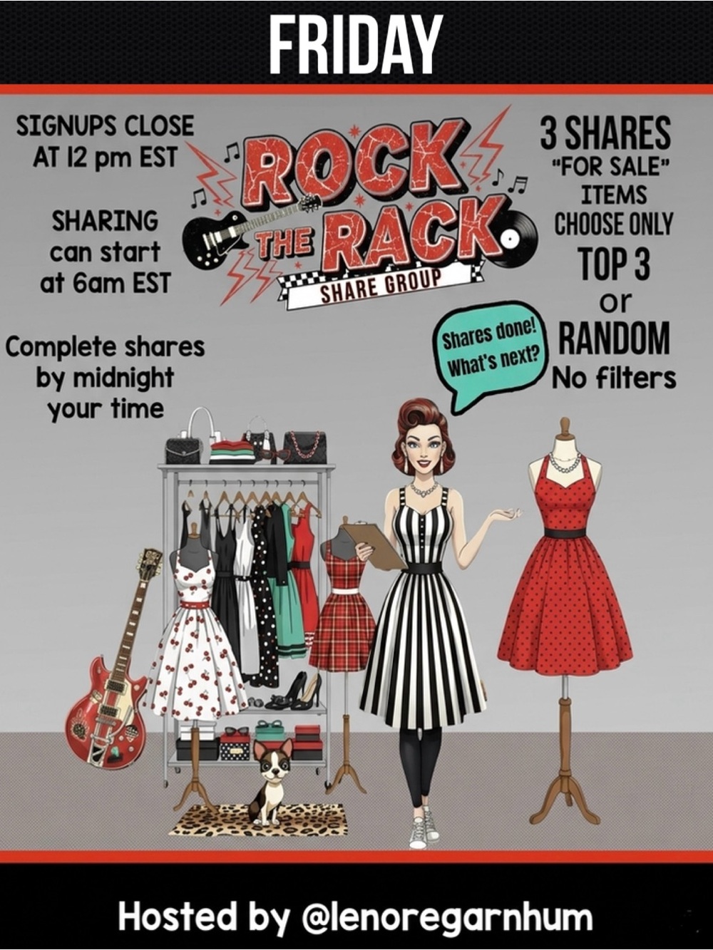 Friday, September 18, Rock the Rack share group